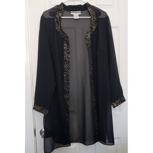 Dana Kay Womans Coverup Black with Gold Rinestones Size 14W